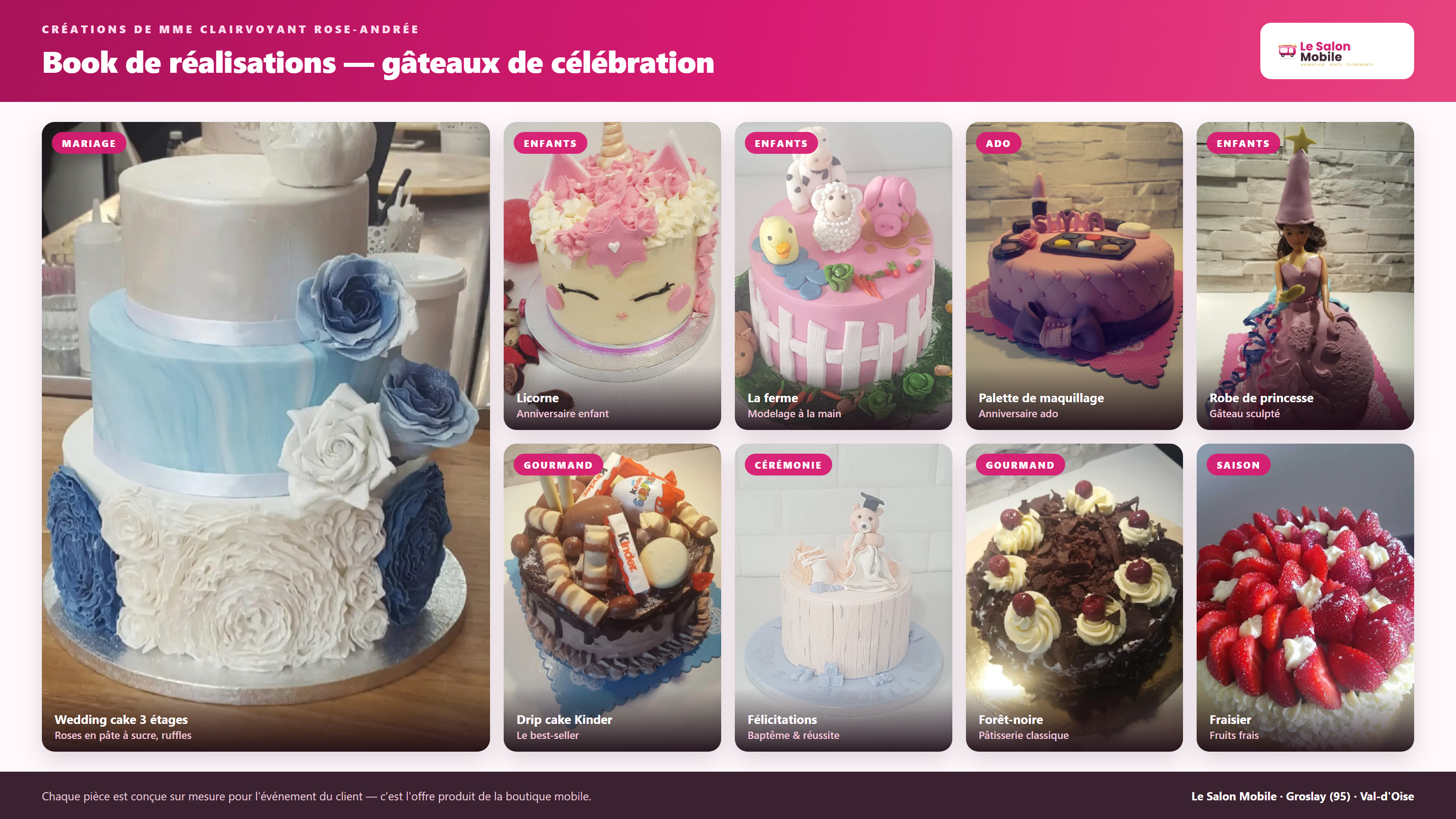 Sélection de gâteaux de célébration réalisés par Rose-Andrée